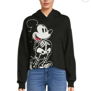 Mickey Mouse Women's Glow in the Dark Halloween Graphic Hoodie with Long Sleeves